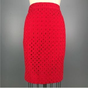 J Crew red eyelet no 2 pencil skirt